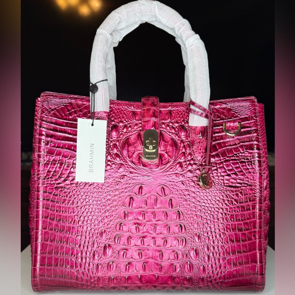 Brahmin Pomegranate Melbourne Nakita Crocodile Embossed Satchel - Picture 2 of 6